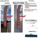 19' X-Large Feather Flag Kit, Full Color Graphics One Side, Outdoor Spike base, Indoor Cross Base