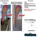 16' X-Large Tear Drop Flag Kit, Full Color Graphics One Side, Outdoor Spike base, Indoor Cross Base