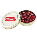 2.5 Oz. Small Top View Tin w/Imprinted Chocolate Buttons