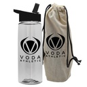 Garyline® Flair Tritan® Bottle with Flip-Straw Lid in a Cotton Bag - 26 oz.