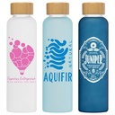 Lucerne - 20 oz. Frosted Borosilicate Glass Bottle with Bamboo Lid